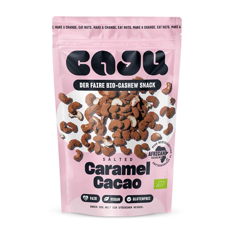 Caju Caramel Cacao - Kandierte Cashews mit Salzkaramell und Kakao - shopstartups.de | Startup Produkte